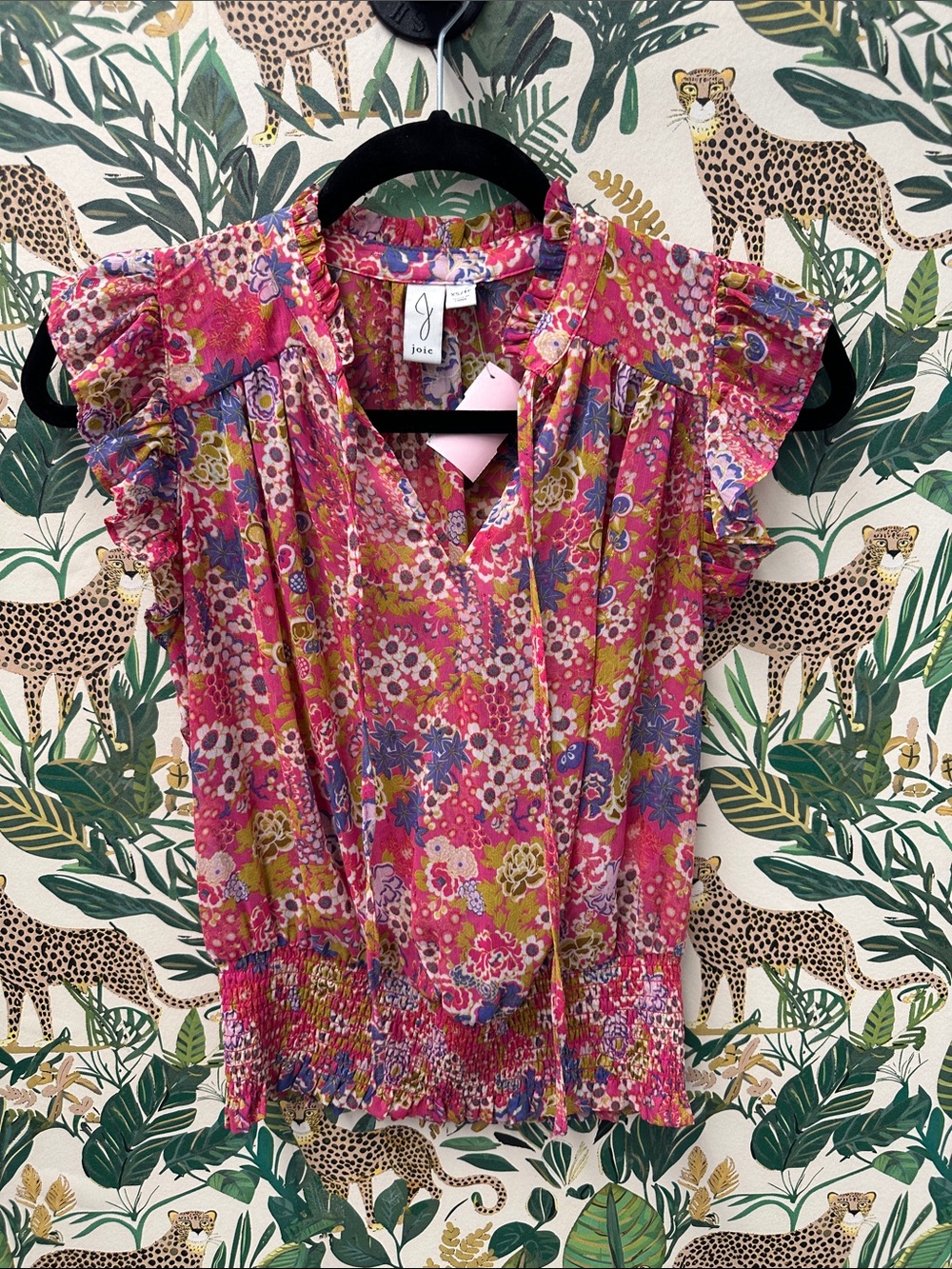Joie Multicolor Pink Floral Ruffle Sleeve Blouse